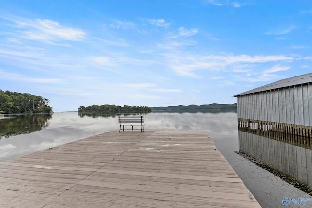 view of dock featuring a water view