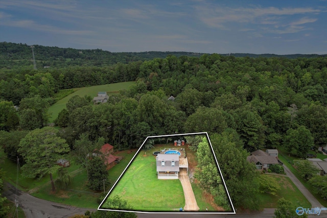 aerial view with a forest view