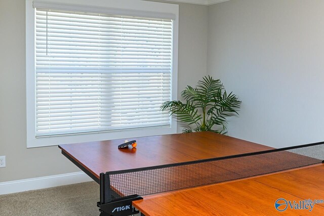 carpeted office with a wealth of natural light and baseboards