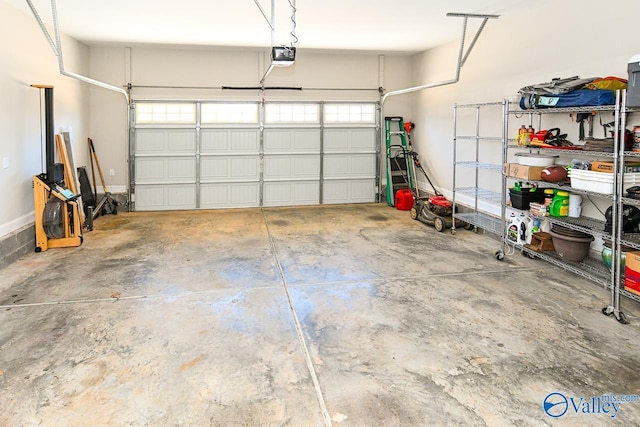 garage with a garage door opener