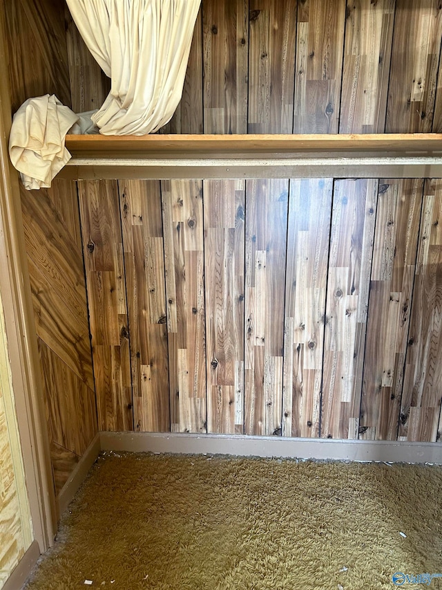 room details featuring wood walls