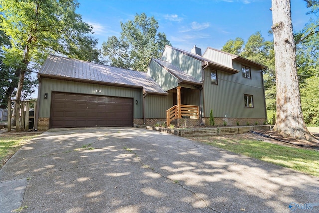 view of front of house with a garage