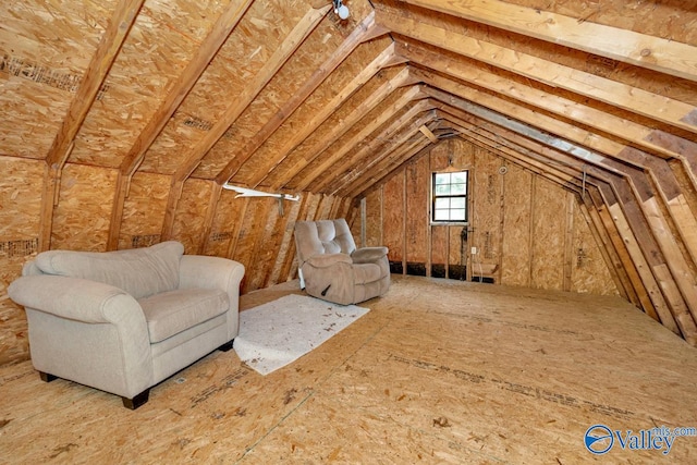 view of unfinished attic