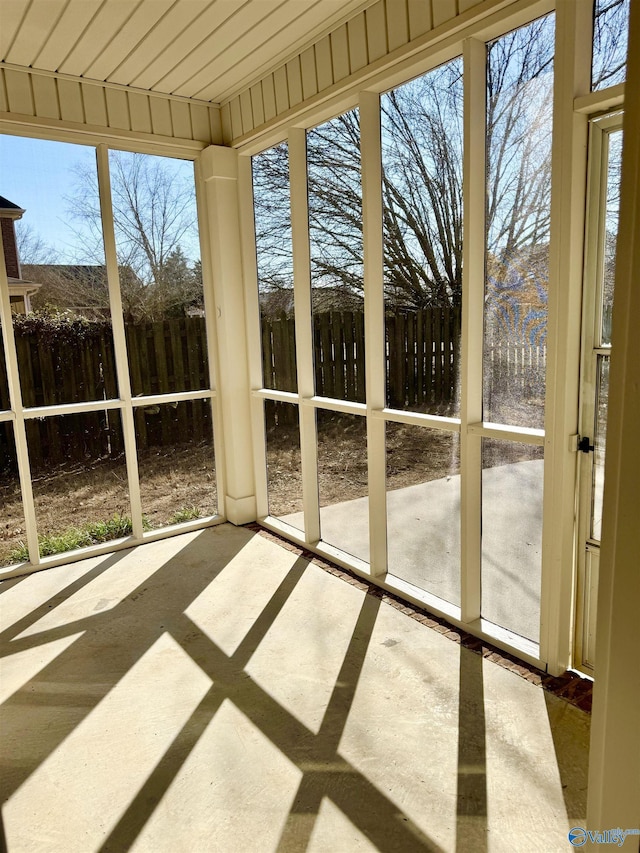 view of unfurnished sunroom