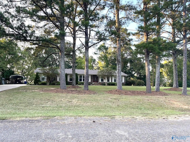 ranch-style home with a front yard