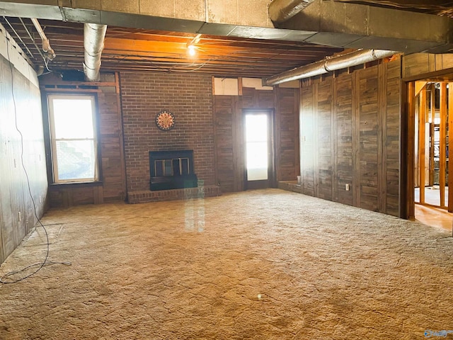 unfurnished living room with a fireplace