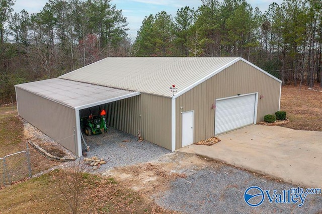 view of garage