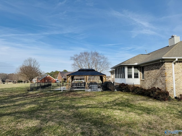 view of yard with a gazebo