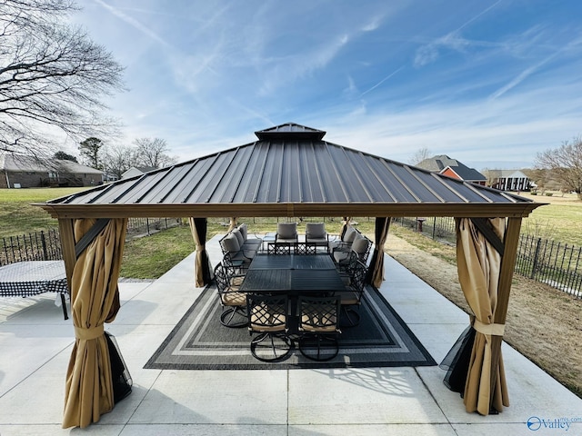 view of patio featuring a gazebo