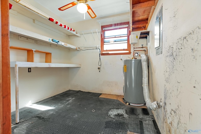 utility room featuring water heater