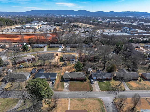 bird's eye view with a mountain view