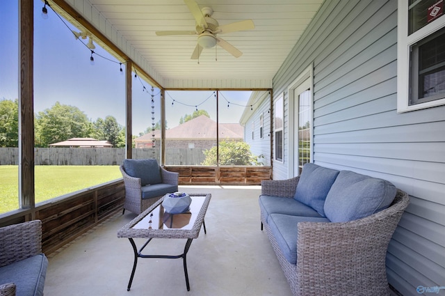 16290 Log Cabin Rd, Athens, AL 35611 - sunroom with outdoor lounge area and a ceiling fan