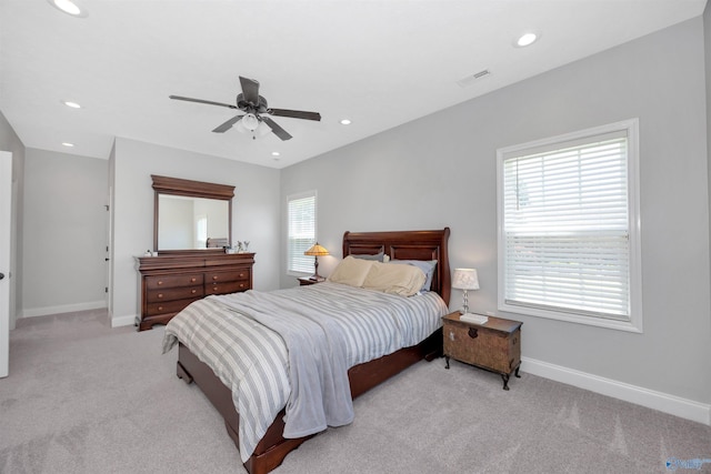 16290 Log Cabin Rd, Athens, AL 35611 - bedroom with carpet, baseboards, recessed lighting, and a ceiling fan