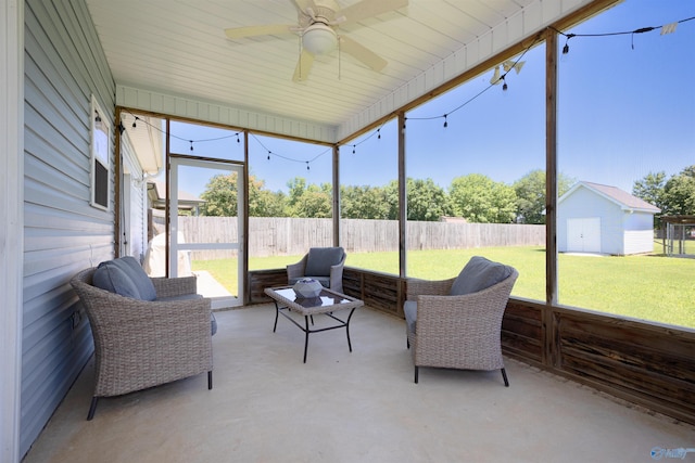 16290 Log Cabin Rd, Athens, AL 35611 - sunroom / solarium featuring a ceiling fan