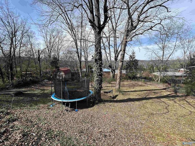 view of yard featuring a trampoline