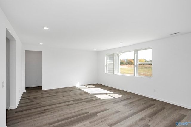 spare room featuring wood-type flooring