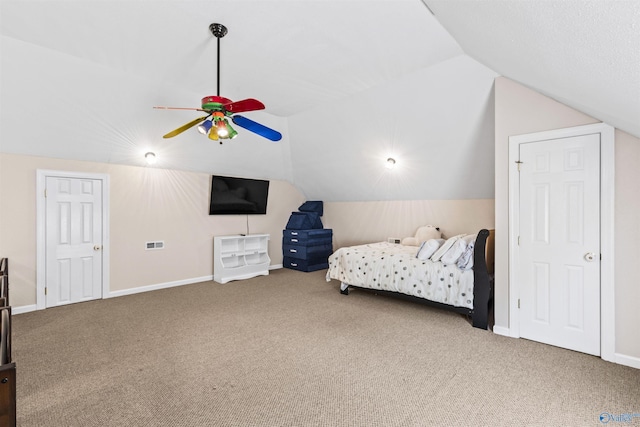 758 County Road 555, Valley Head, AL 35989 - carpeted bedroom featuring lofted ceiling and baseboards