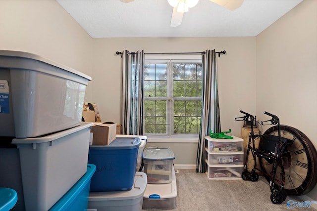 14249 Parker Rd, Athens, AL 35611 - miscellaneous room with carpet flooring, a ceiling fan, and baseboards