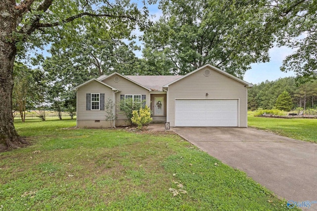 14249 Parker Rd, Athens, AL 35611 - ranch-style home featuring crawl space, an attached garage, driveway, and a front yard