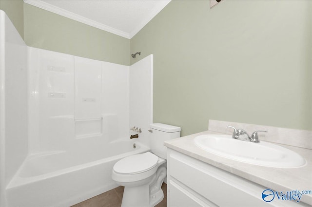 full bathroom featuring tile patterned flooring, vanity, shower / bathing tub combination, a textured ceiling, and toilet