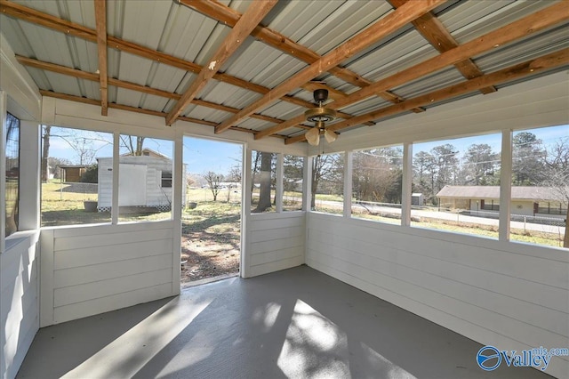 view of unfurnished sunroom