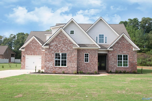 craftsman inspired home with a front yard