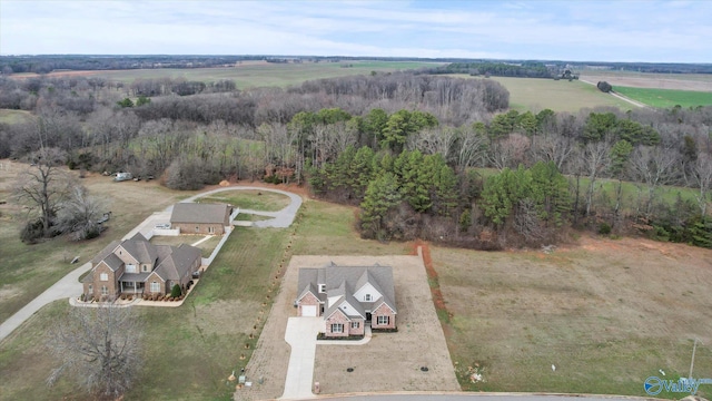 birds eye view of property with a rural view