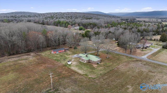 birds eye view of property with a mountain view