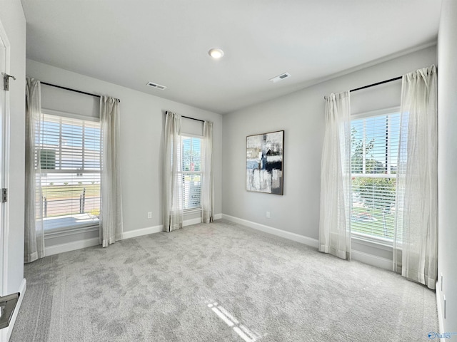 carpeted spare room featuring a wealth of natural light