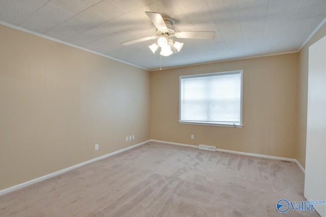 8201 Willowbrook Cir Unit B, Huntsville, AL 35802 - unfurnished room featuring crown molding, carpet flooring, ceiling fan, and baseboards