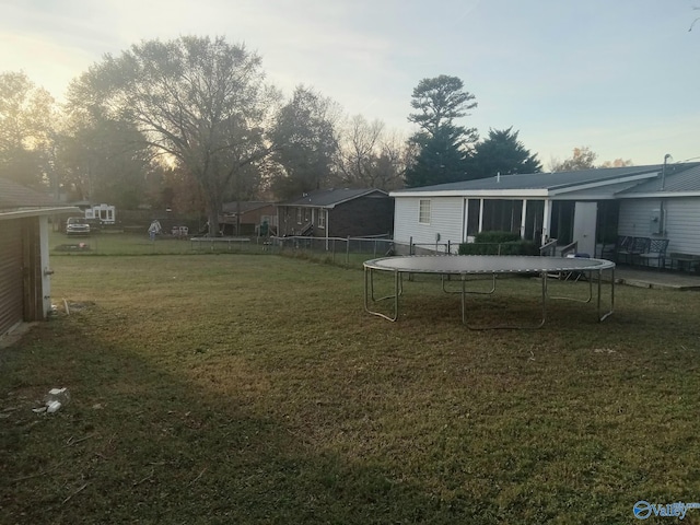 view of yard featuring a trampoline