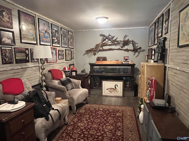 living area with wood finished floors