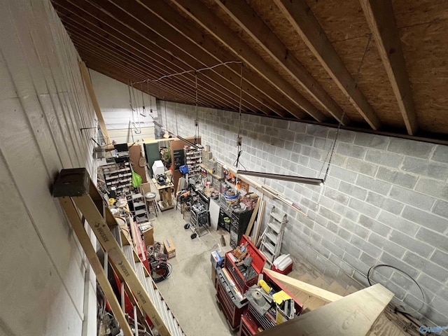 view of unfinished attic