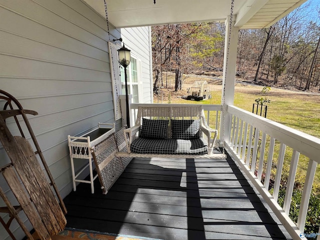 deck with a lawn