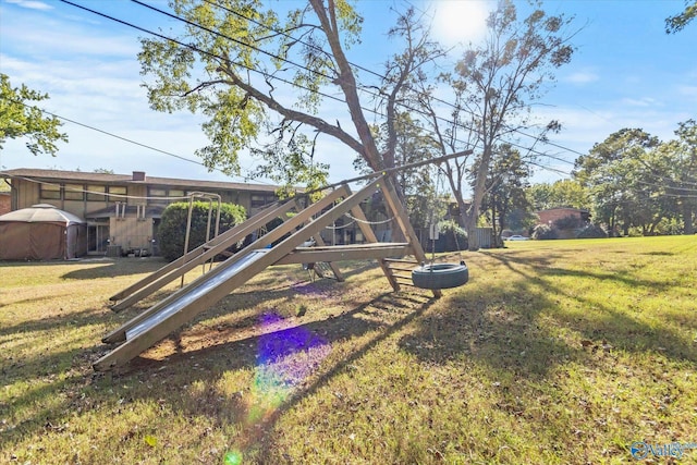 view of yard featuring a playground