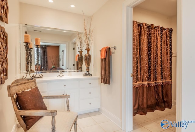 bathroom featuring vanity and tile patterned floors