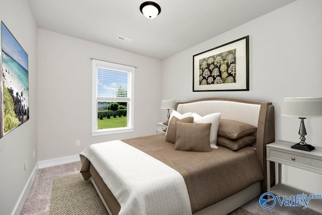 carpeted bedroom featuring multiple windows