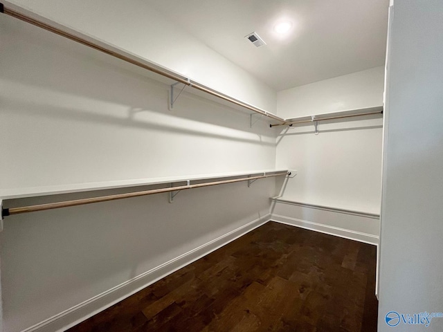 walk in closet featuring dark hardwood / wood-style floors