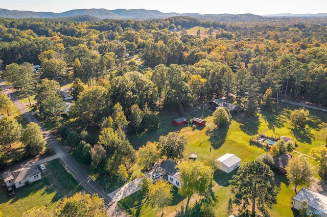 birds eye view of property featuring a mountain view