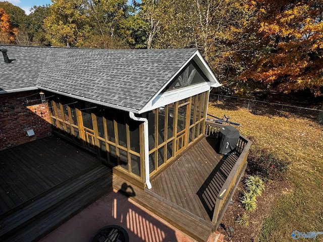 deck featuring a sunroom