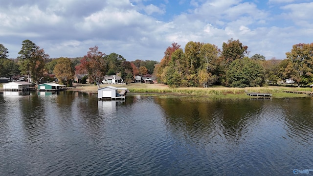 property view of water with a boat dock