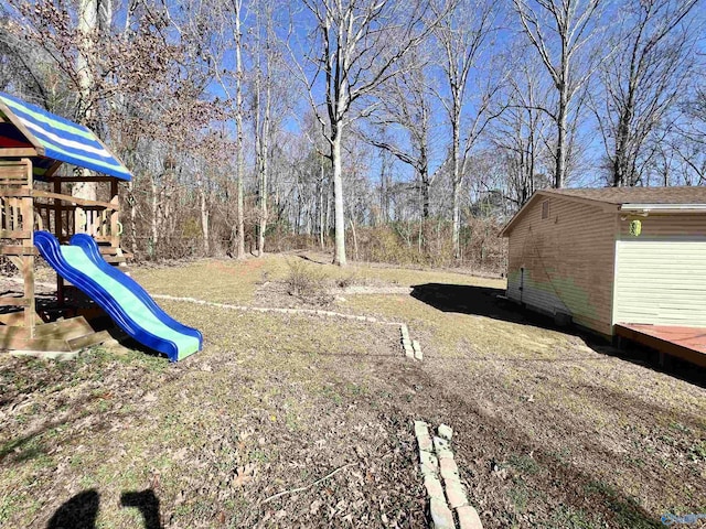 view of yard with a playground