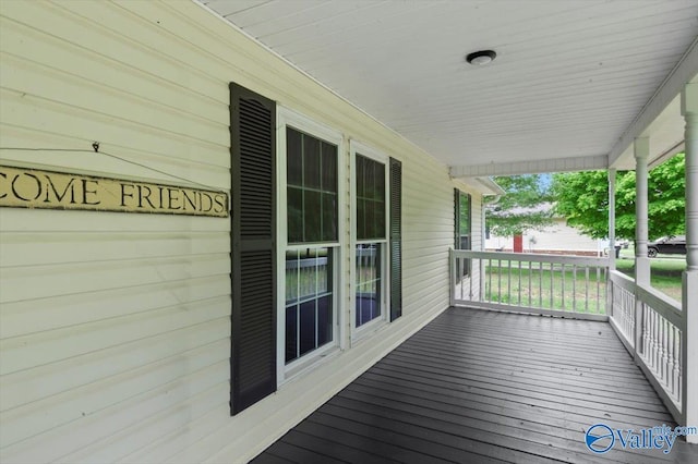 deck featuring covered porch