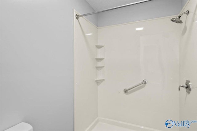 bathroom with toilet and a shower