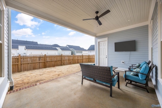 view of patio / terrace with outdoor lounge area and ceiling fan