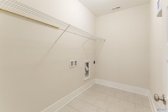 washroom featuring hookup for a washing machine, laundry area, visible vents, baseboards, and electric dryer hookup