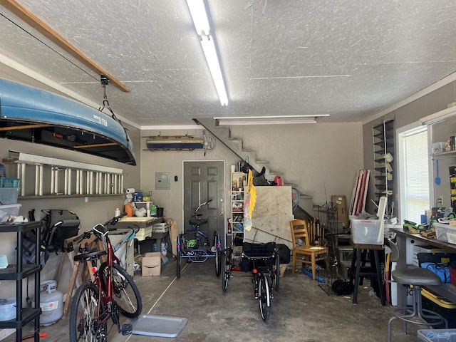 garage featuring a workshop area