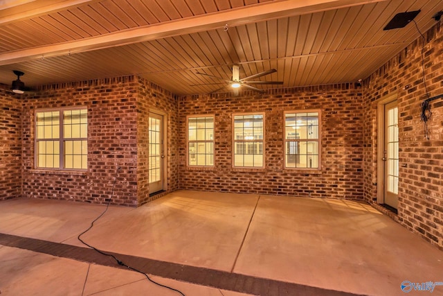 view of patio featuring ceiling fan