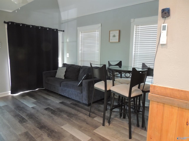 living area featuring wood finished floors
