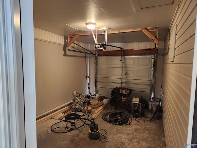 garage with a garage door opener